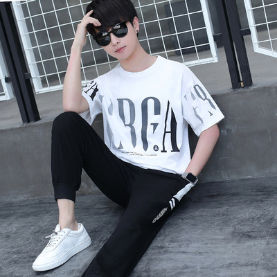 summer new pattern Teenagers Big boy Korean Edition leisure time clothes student Short sleeved T-shirt man motion suit men's wear