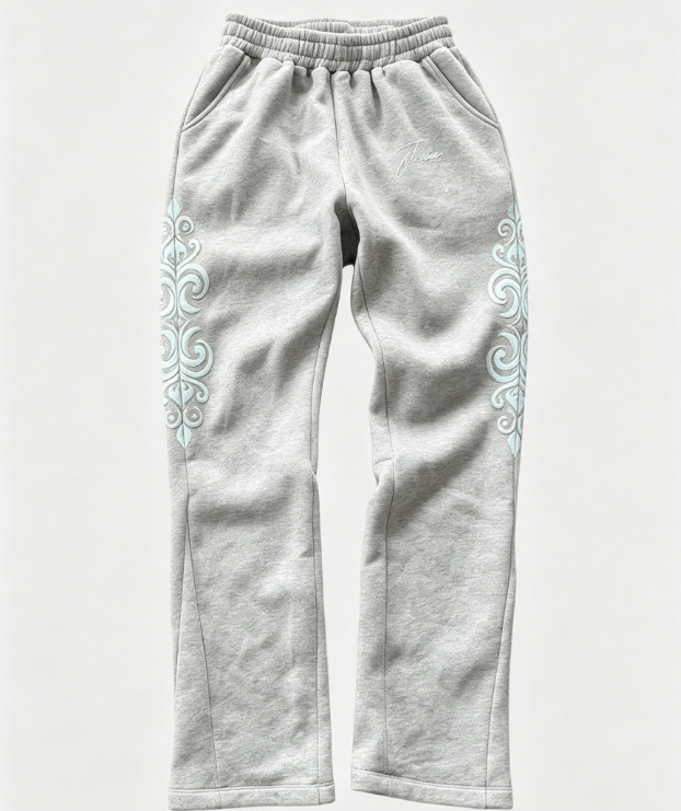 Unbranded Y2K Retro Scroll Puff Print Sweatpants Gray