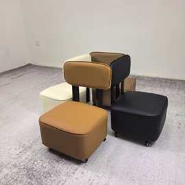 万向轮小凳子家用客厅高级感矮凳旋转静音带靠背滑凳溜溜凳懒人凳