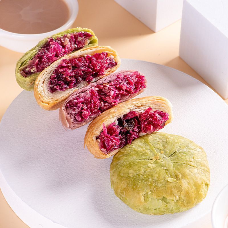 抹茶小吃网红零食糕点早餐玫瑰多口味心很燕麦云南鲜花饼紫薯好吃|undefined