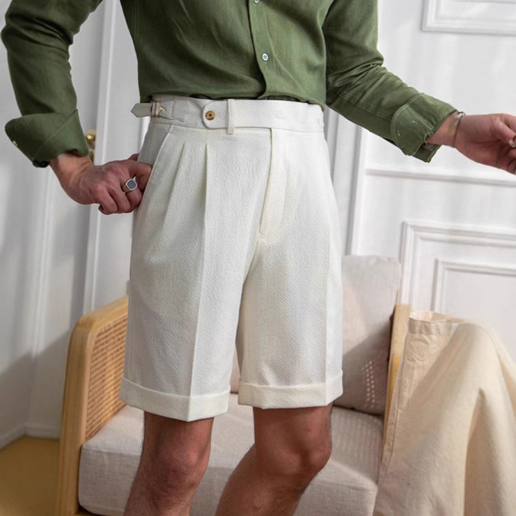 Summer Italian-Style Naples Gurkha Shorts Men's Business Straight-Leg Pants British Style Gentleman Five-Point Suit Pants