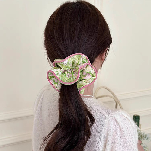 Korean new summer style simple and sweet floral large intestine hair ring retro fashion lady style hair tie hair accessories for women