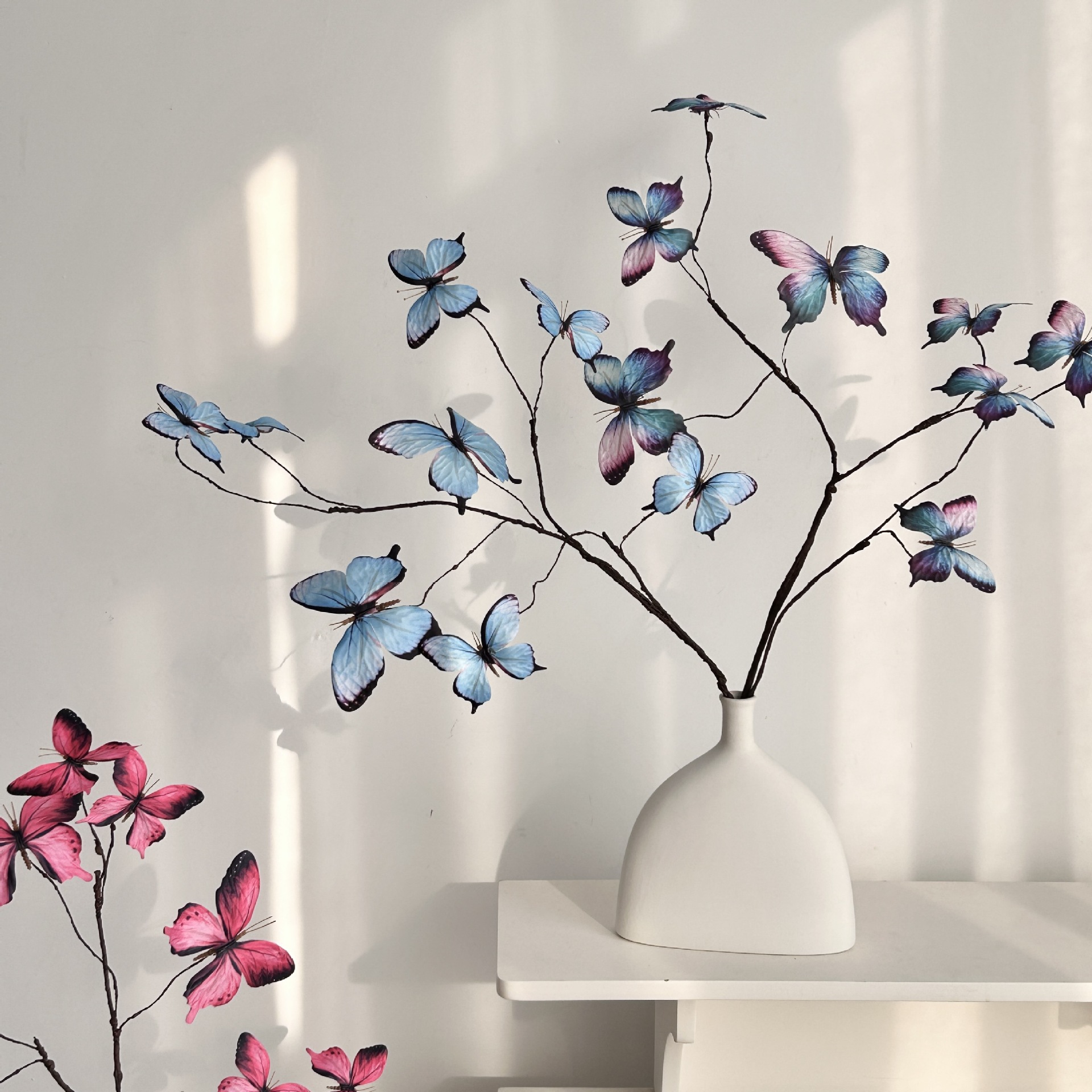 Jardín de Monet mariposas de ramas secas flores de simulación de libros rojos ventanas creativas decoraciones de flores para el hogar accesorios de fotografía decoración