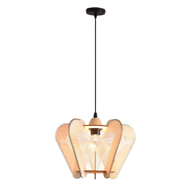 Araña de madera estilo japonés estilo tranquilo Bed & Breakfast Tea Room comedor sala de estar dormitorio estudio bar retro cuerda de cáñamo lámpara trenzada