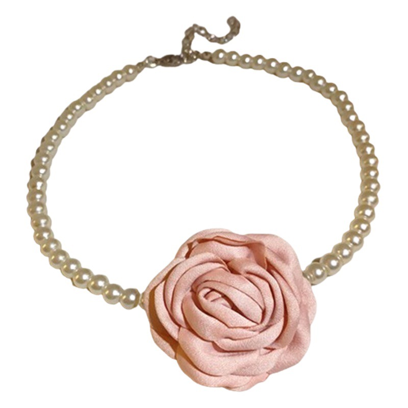 Tela flor dulce collar pulsera pendientes traje francés retro elegante cadena de clavícula Chanel estilo cercanías joyería