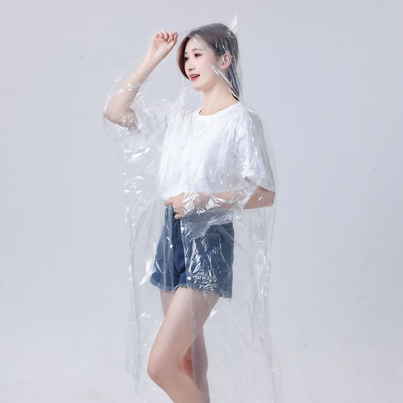 Disposable raincoat cardigan with buttons new material travel mountaineering thickened white transparent factory style