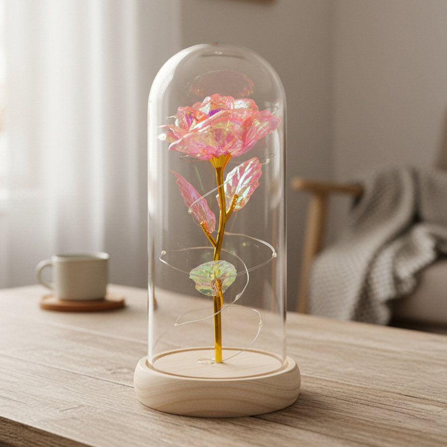 Rosas transfronterizas inmortales flores cubierta de vidrio decoración pareja regalos de día de San Valentín Día de la Madre ideas de cumpleaños 38 regalos pequeños