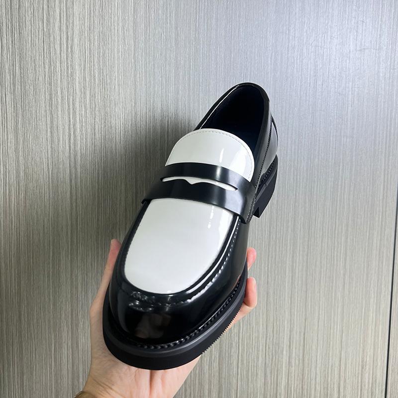 Herren Glattleder Slipper Modische Color-block Freizeitschuhe_voghion.com