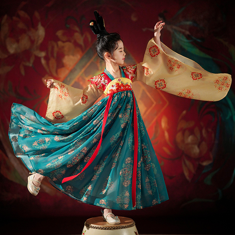 女童敦煌飞天汉服春秋2025新款女孩古装唐装襦裙儿童国风连衣裙夏