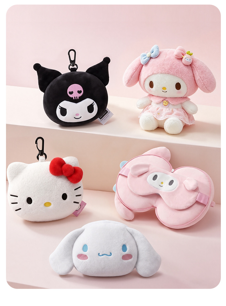 Sanrio Neck Pillow Travel Portable Folding Pillow Eye Mask Office Nap Sleeping Gadget Business Trip Car Headrest Neck Protector