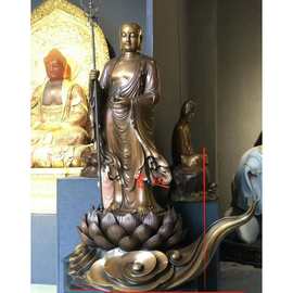 金身地藏王铜佛像婆娑三圣寺庙用品谛听禅杖玄奘观音如来弥勒四圣