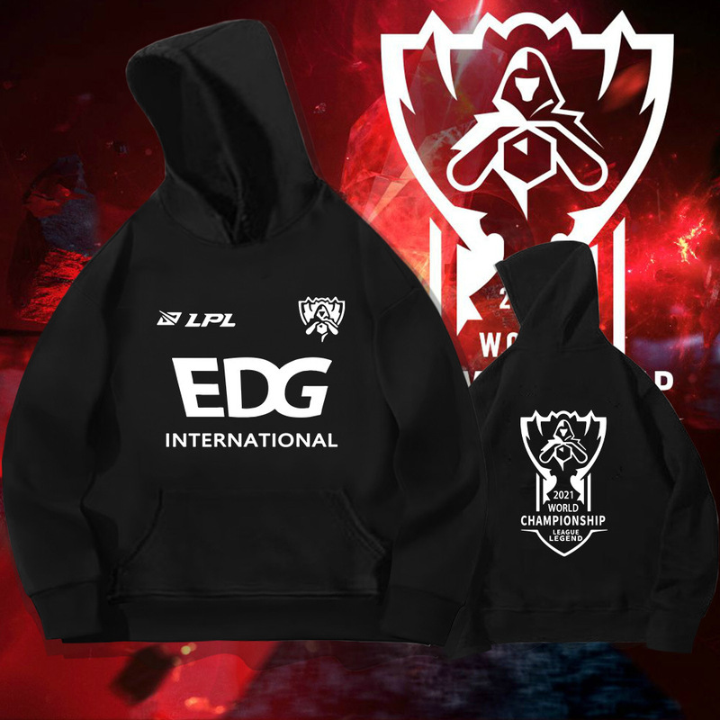 EDG Wins Autumn Hooded Sweatshirt Pullover European and American Style Trend Loose Long Sleeve Fashion Casual Printed Jacket Y