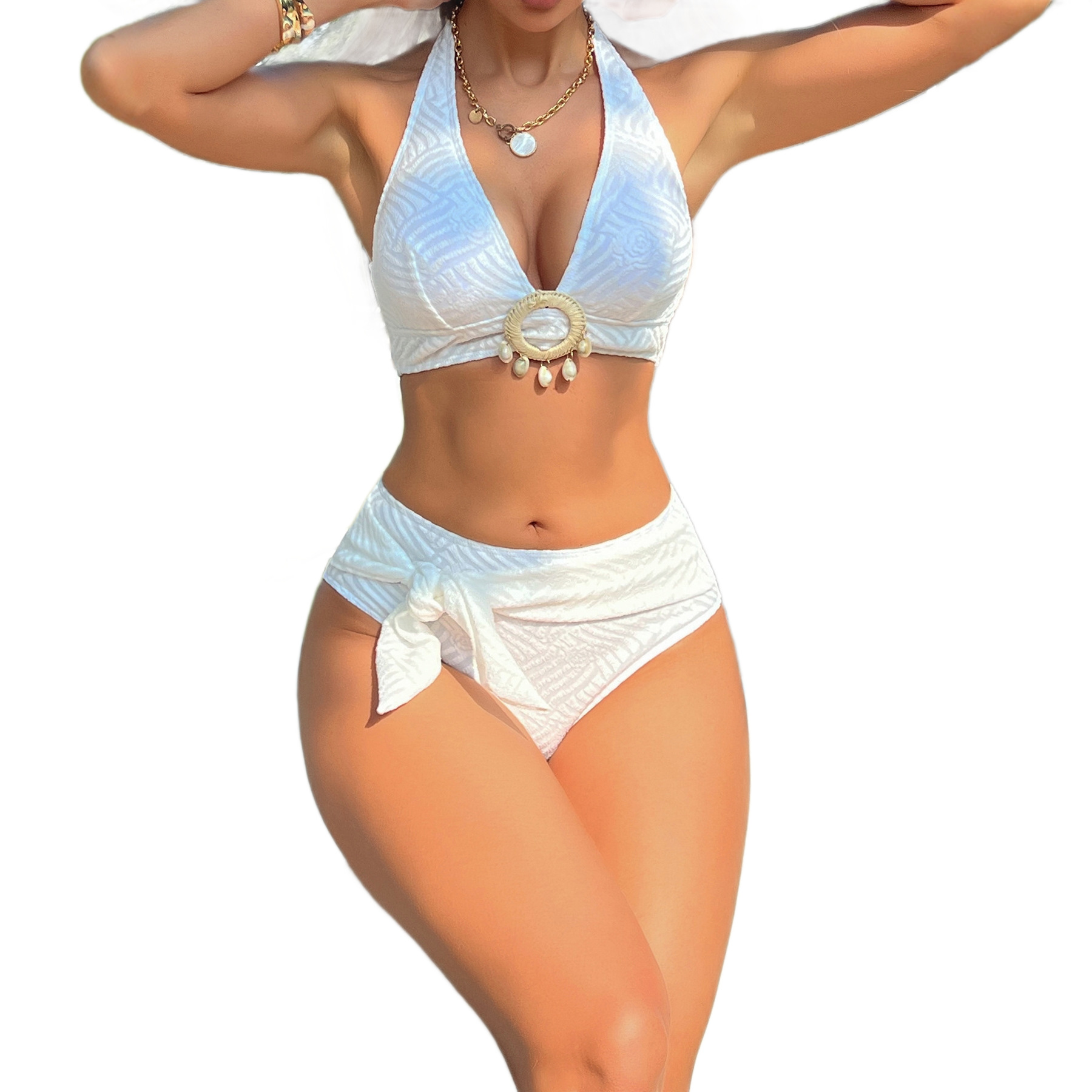Costume da bagno due pezzi da donna, bikini sexy con lacci, abbigliamento in tessuto speciale per le donne_voghion.com