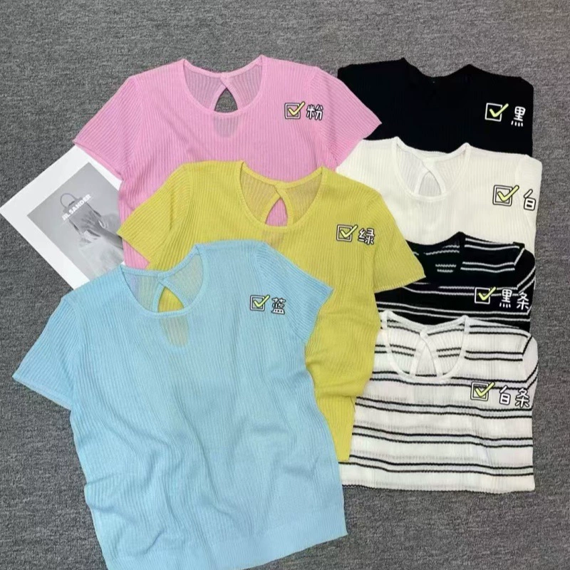 Breathable thin knitted sweater, silk T-shirt