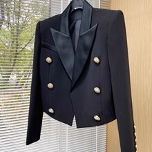 2026秋季新款气质名媛双排扣短西装外套小个子通勤短款西服女1537