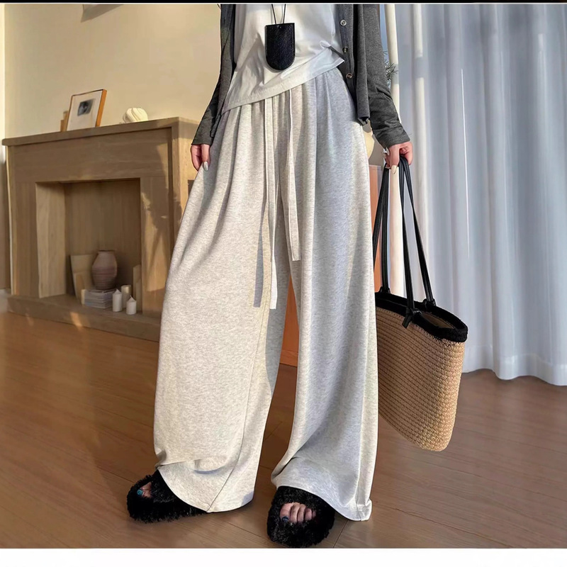 2596-126    慵懒抽绳阔腿垂感糯米裤～|undefined
