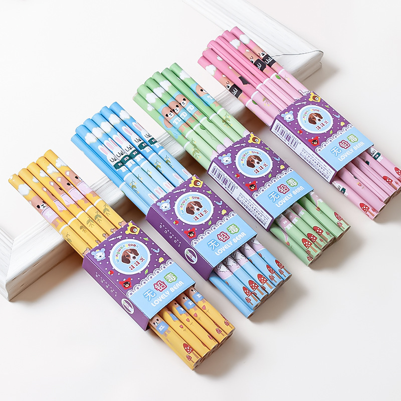 创意旺旺犬可爱卡通圆杆HB铅笔10支装杨木笔杆学生写字笔不易折断