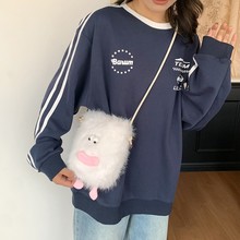 跨境新款韩版卡通毛绒包包可爱少女单肩包大容量腋下百搭包包女包