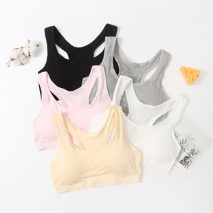 Girls' Sports Pure Color Intimates Without Rims Bra Vest Junior High School Student Intimates Student Racer Back Adolescent Intimates