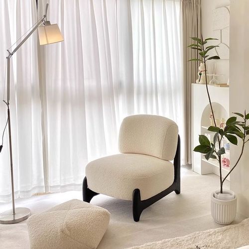 Light Luxury Small Living Room Balcony Sofa Leisure Chair Modern Minimalist Single Sofa Recliner Wooden Fabric Sofa Chair