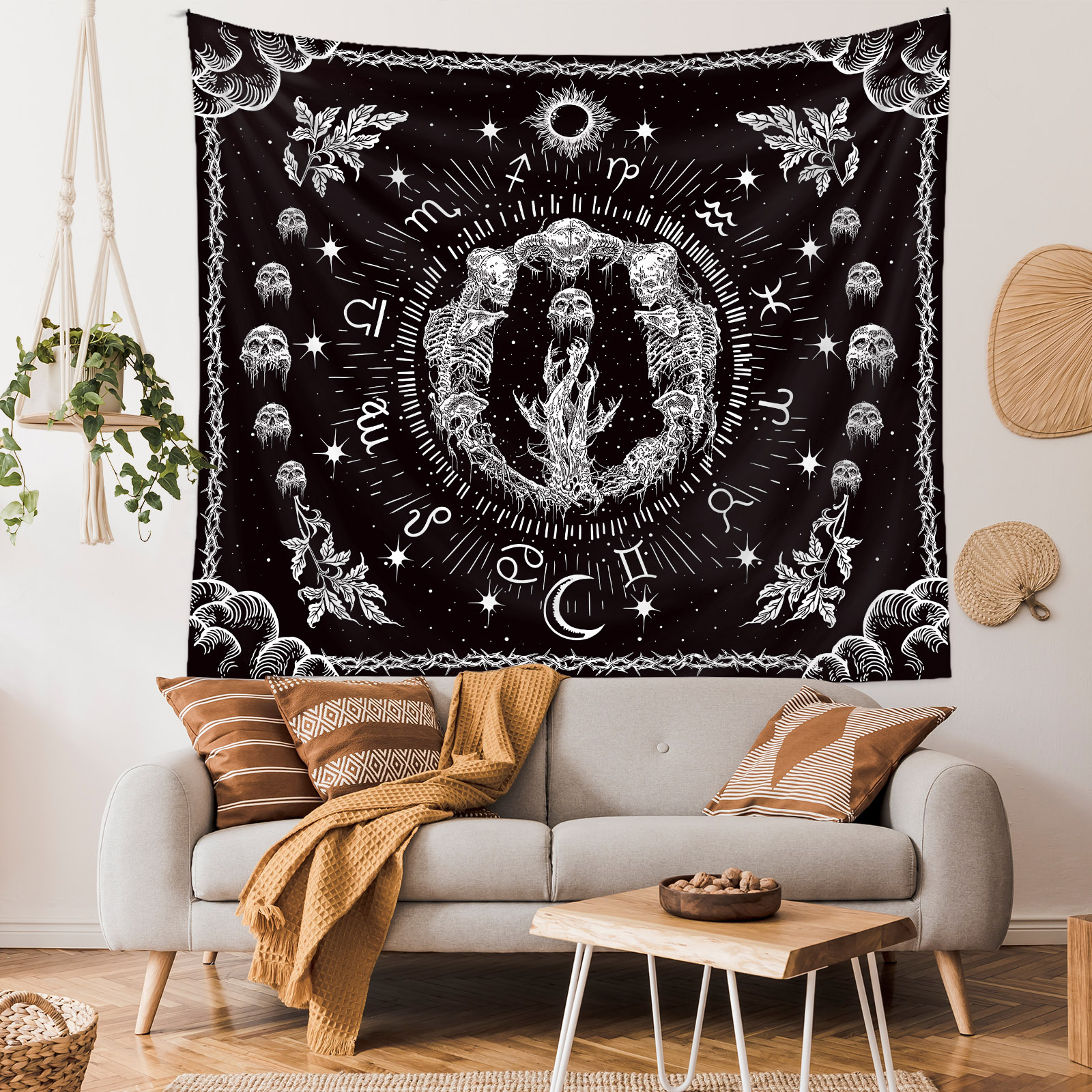 Polyester Material Halloween Retro Skull Polyester Decorations Hanging Ornaments Party Supplies