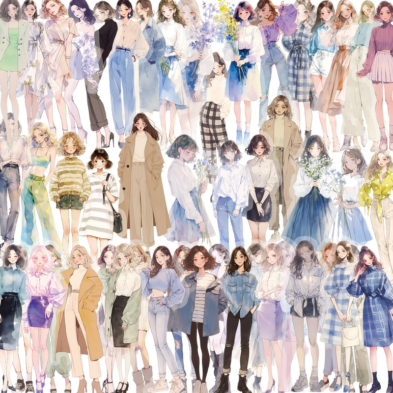 50 transparent fashion girl wear sticker bag waterproof transparent PET hand account material decorative guitar can be wholesale