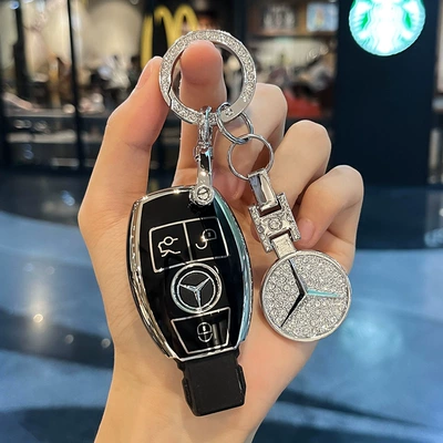 S-Class Glc Car E-Class C-Class — Car key bag - black-key-cover-diamond-encrusted-car-logo