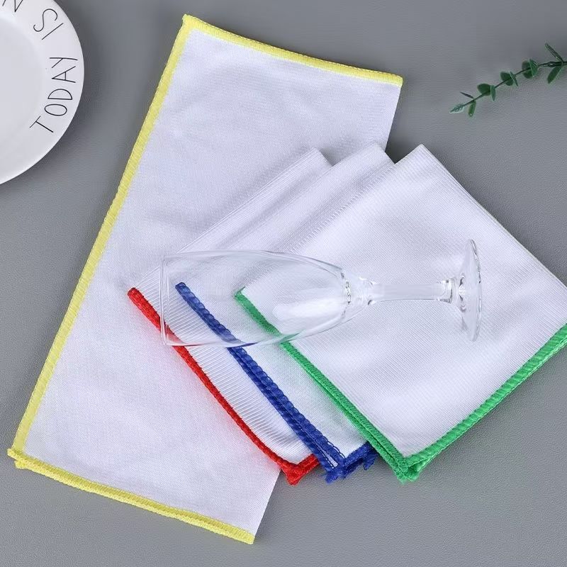 The Same High-End Cleaning Cloth Used in the Baowang Milk Tea Shop, Made of Polyester and Nylon Warp Knitting, 30*30 Towel, Export Quality, Strong Water Absorption, No Lint