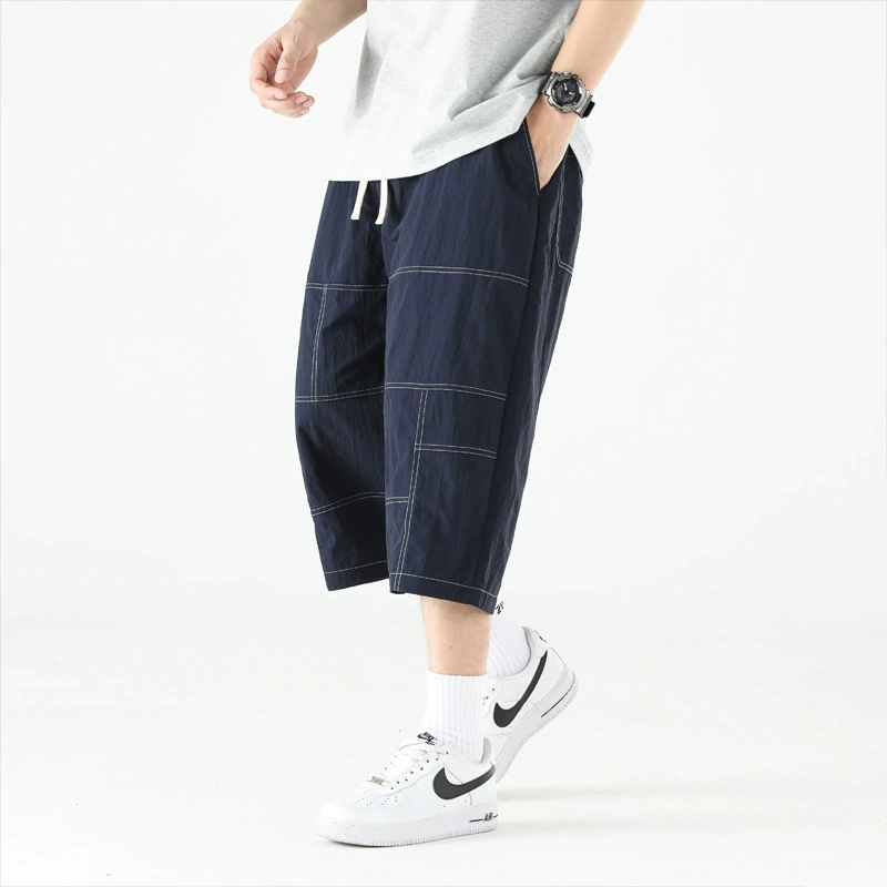 Брюки-карго для мальчиков, новинка 2025 года, свободные прямые летние тонкие повседневные укороченные брюки