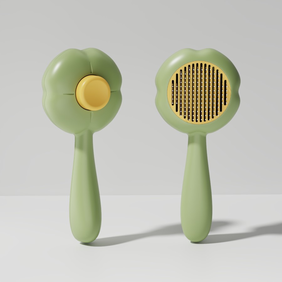 Hawo peine de autolimpieza para mascotas al por mayor peine de masaje universal para gatos y perros redondo mango suave cepillo de aguja de acero autolimpiante peine de depilación