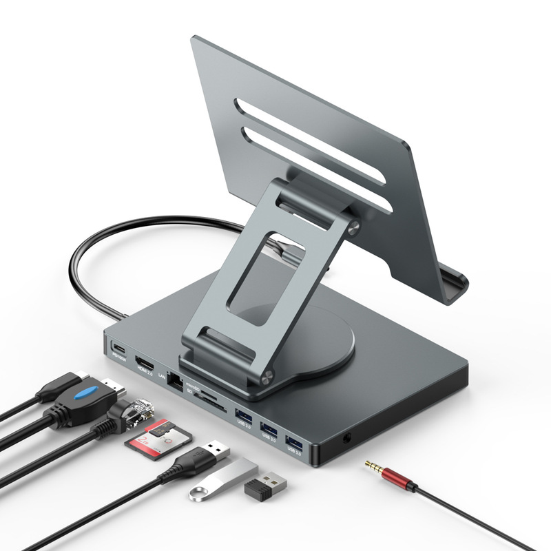 Factory Customized Tablet iPad Docking Station Stand HDMI Screen Projection Gigabit Network Port Usb3.0 Expansion Dock Multi-Function