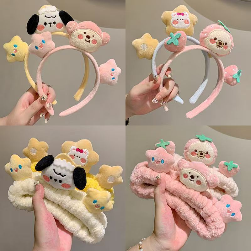 Nuevos dibujos animados miedo de lavar la cara de un perro cabello extraño cabello estrellas cabello de peluche personalidad pinzas de cabello al por mayor