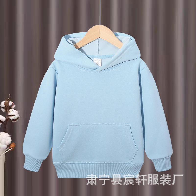 秋冬新款华棉外套儿童连帽卫衣纯色宽松落肩连帽衫班服团体服印花|undefined