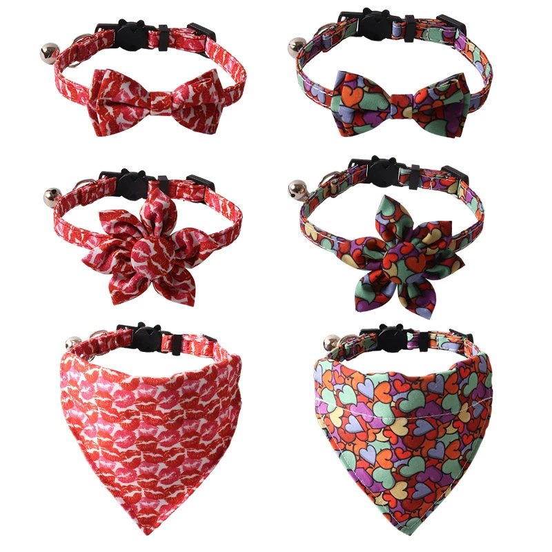 Amingge Новые товары для домашних животных День Святого Валентина любовь губы серии кошачий воротник треугольный шарф подсолнечника воротник