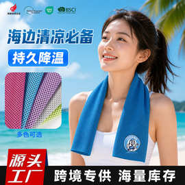 超细纤维素色冷感巾跨境冷感运动毛巾速干户外骑行运动降温冰凉巾