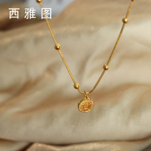 法式新款跨境小众复古高级感时尚钛钢镀18K金卡通人脸吊坠手链女
