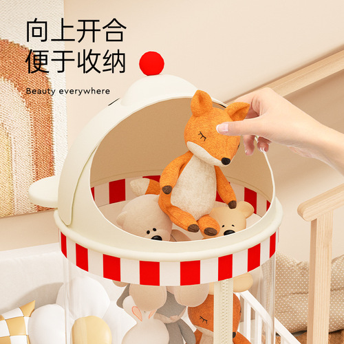 Zipper-style plush doll storage bin transparent toy figure storage basket children's figurine toy storage tube organizer bin