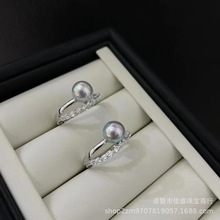 S925��˫�Ž�ָ7-8MM��ˮakoya�����������Բǿ����Ͼָ������