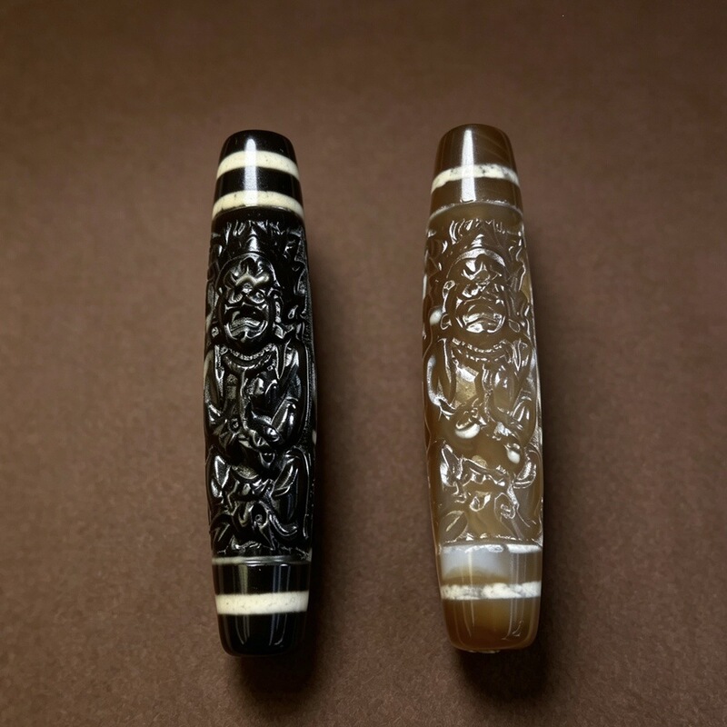 Dzi Bead Agate Carving Black God of Wealth Single Bead Accessory Loose Beads DIY Jewelry Dzi Bead Agate Carving Black God of Wealth Single Bead Accessory Loose Beads DIY Jewelry