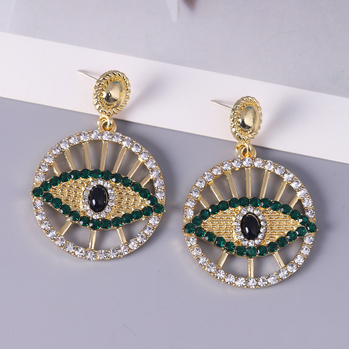 Fashion Devil's Eye Alloy Diamond Rhinestones Drop Earrings display picture 4