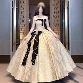 香槟色晚礼服洛丽塔轻奢小众高端学生日成人礼主持年会吊带公主裙