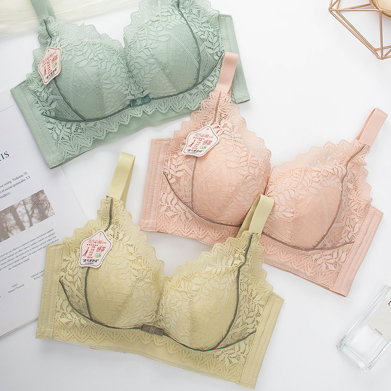 590# Summer Women's Bra No Steel Ring Accessory Breast Lace Medium Thick Cup Bra Wholesale