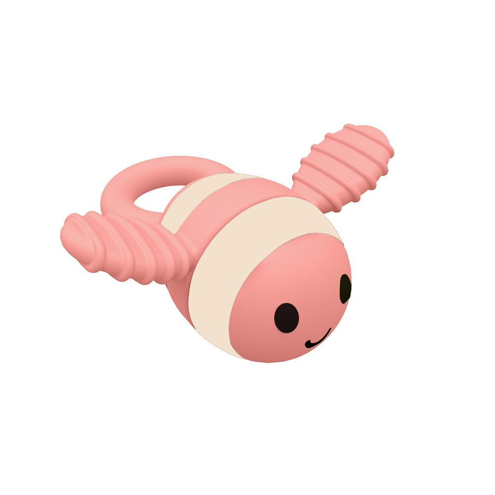 Bee teether (pink and white printed version)