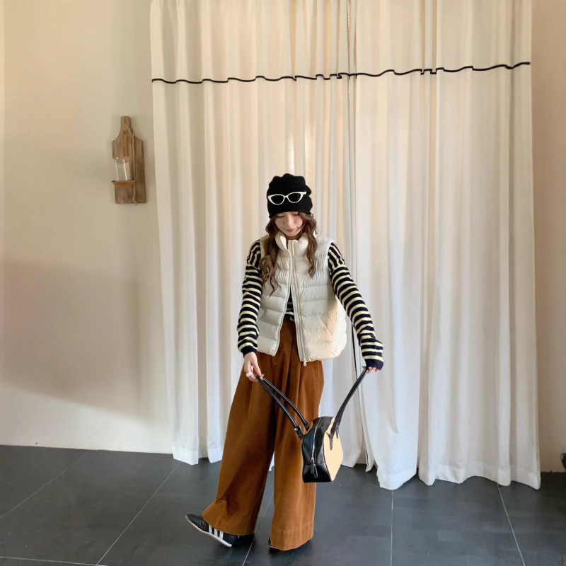 三星90白鸭绒短款羽绒服马甲女2025年冬新款韩版立领排骨背心内搭|undefined