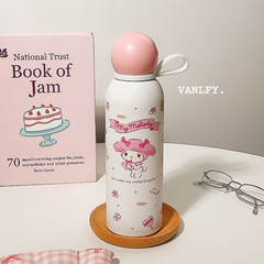 ins新款不锈钢304保温杯女生可爱卡通学生便携高颜值随行提手水杯