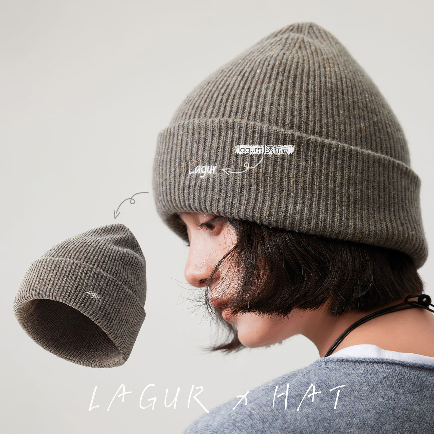 Women's Knitted Wool Baseball Cap With Ear Protection And Embroidery_voghion.com