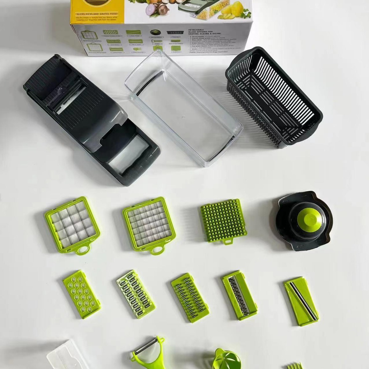 Cross-border multi-función DE CORTADOR de verduras rallador de patata hogar cocina vegetal cortador de verduras portátil conjunto de 16 piezas