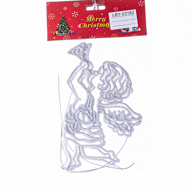 Adornos de Navidad personalizados polvo brillante blanco Ángel de plástico árbol de Navidad artesanía retro decoración de chimenea colgante