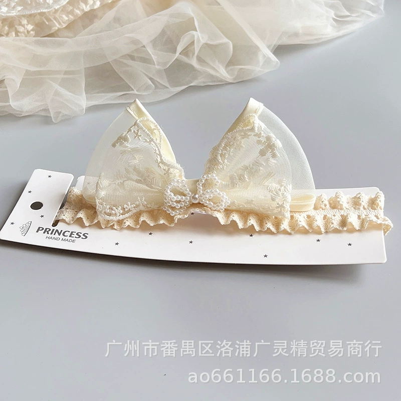 Корейский стиль принцесса кружевной бант повязка для волос детская полнолуние сто дней Банкетный цветок детская большая эластичная повязка на голову аксессуары для волос