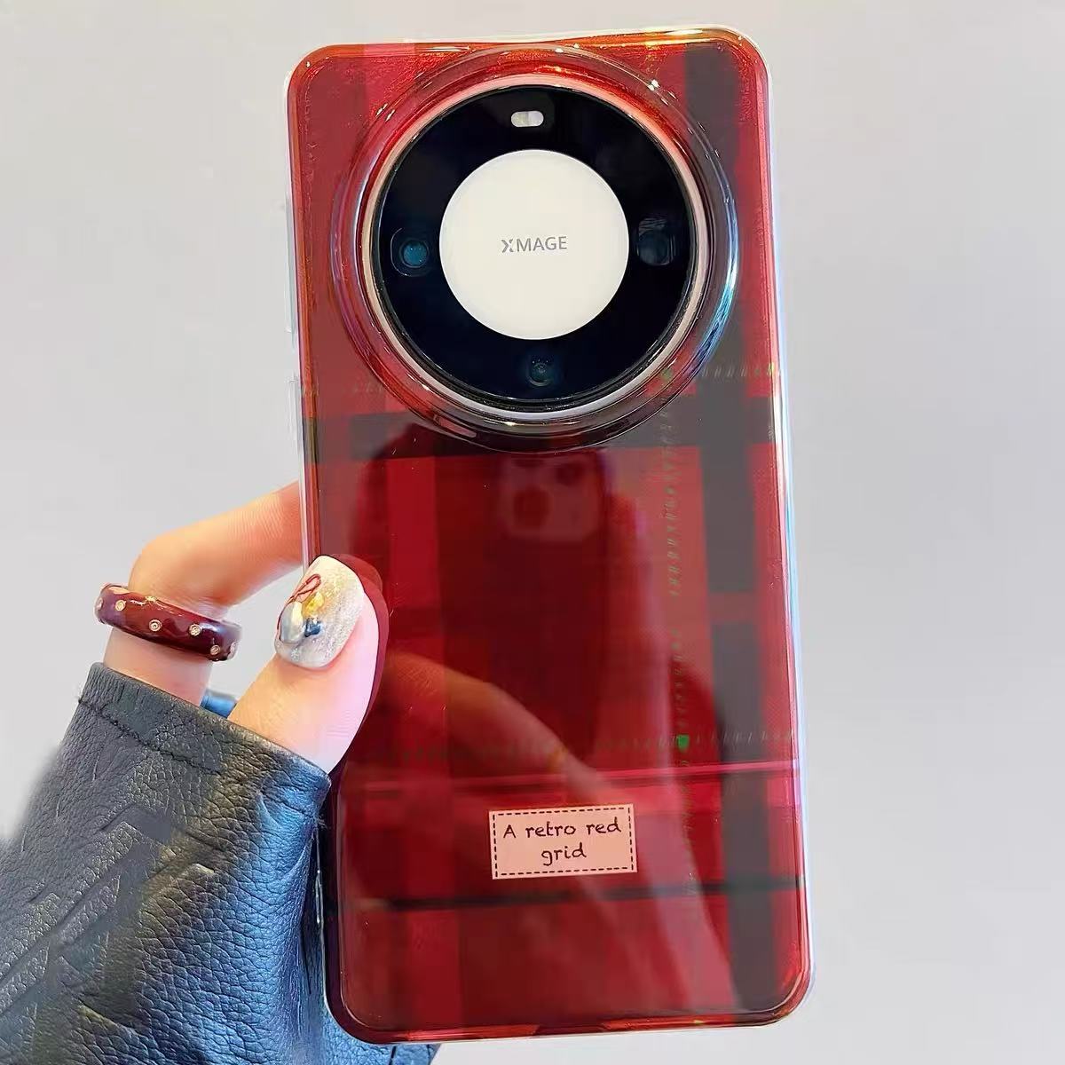 Modelo de año nuevo a cuadros rojos para la caja del teléfono móvil Huawei Mate70Pro 60 modelos de pareja 70 nicho 16ProMax